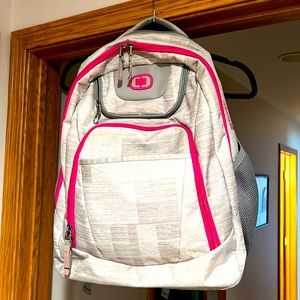OGIO Backpack, Gray/Tan with Pink Accent zippers
